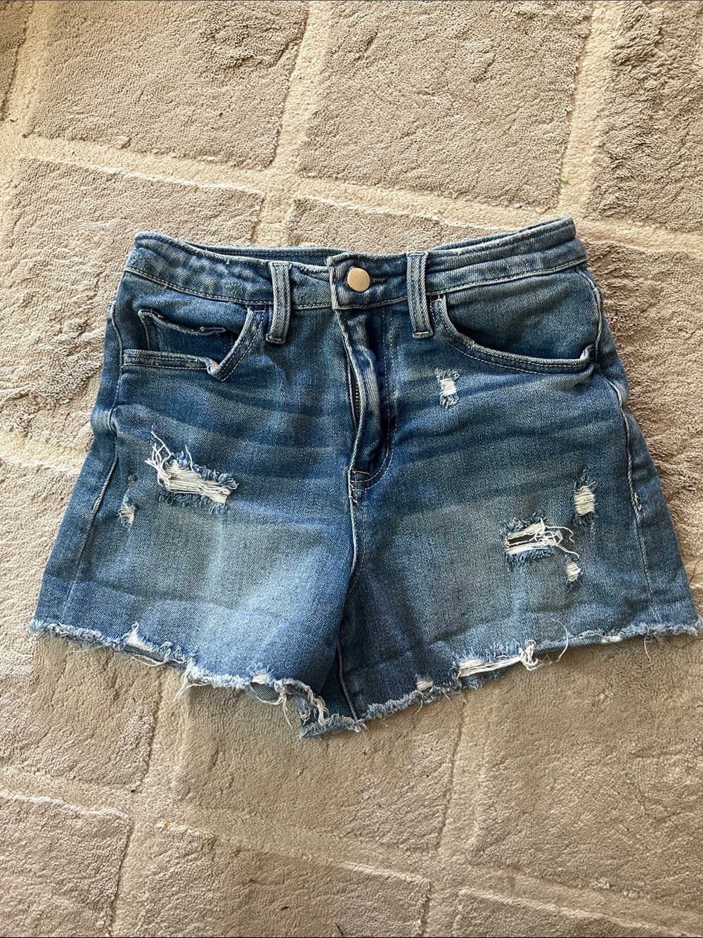 Altar’d State Blue Distressed Denim Shorts